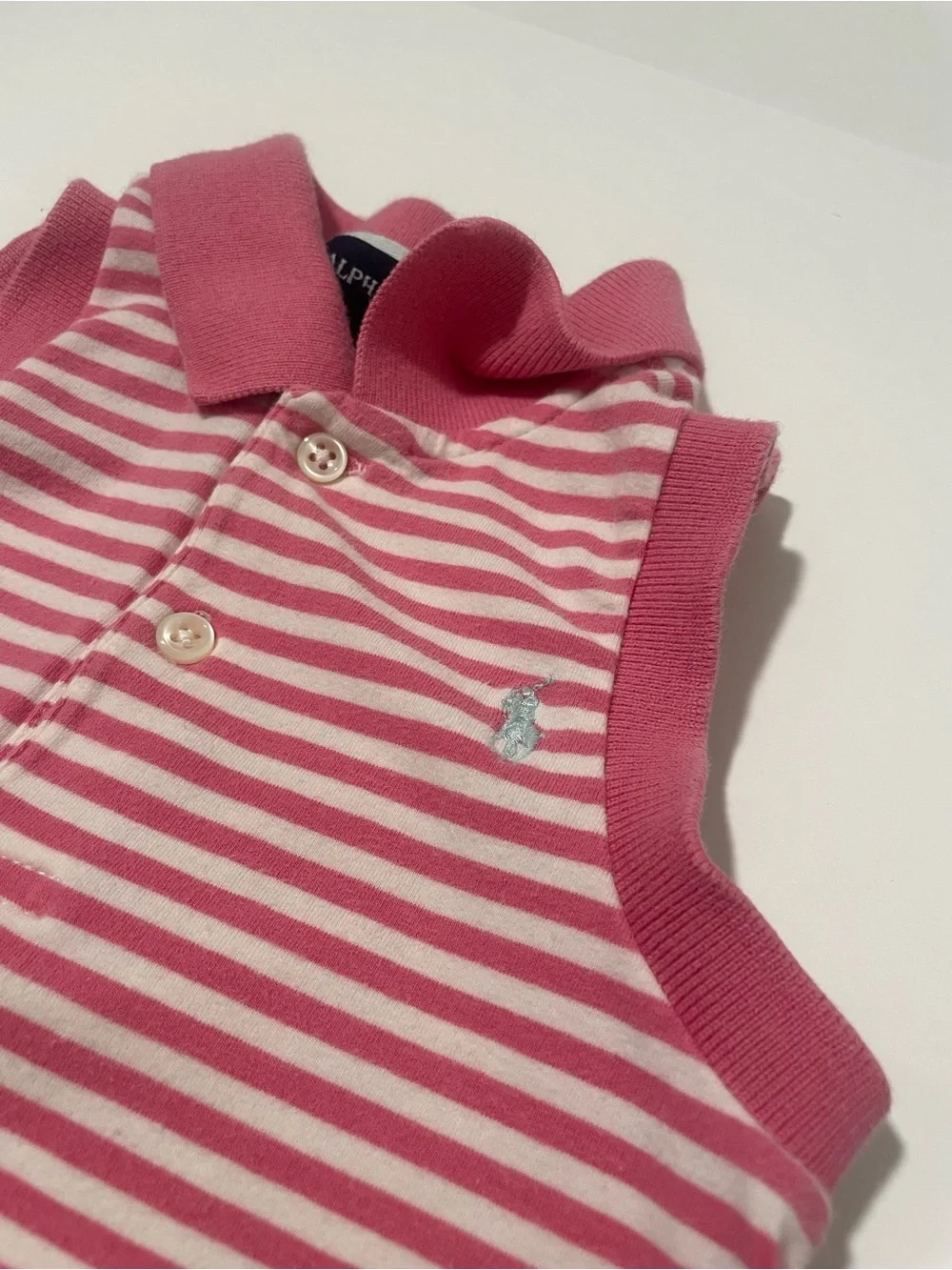 Ralph Lauren Pink & White Striped Polo Dress Preppy Golf Classic Luxury